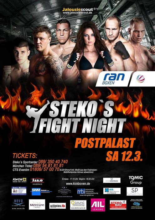 Stekos Kampfsportzentrum München Fight Night Sat.1 ran Boxen WKA WKU ISKA März - Postpalast